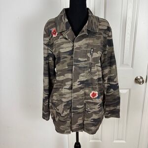 Express Camouflage Jacket Floral Embroidered‎ Military Utility Coat XS/S NWT